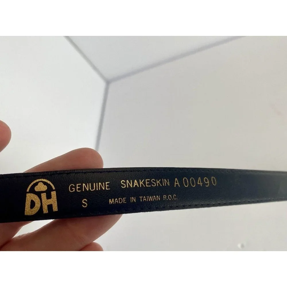 Genuine Snake‎ Skin Dress Belt Women 26 Black Buckle Adjustable